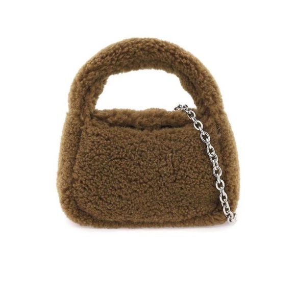 Stand Studio Minnie Fur Bag Faux Shearling Compact Teddy 2 Top Handle Brown - Picture 1 of 16